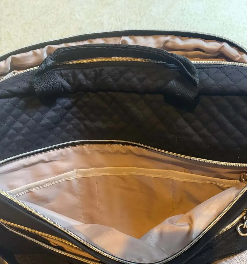 BAGSMART Quilted Laptop Briefcase Bag Black Work Messenger Shoulder Bag
